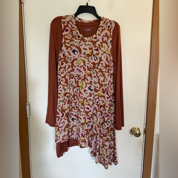 NWOT LOGO Layers 2 piece dress set animal print - Picture 1 of 9